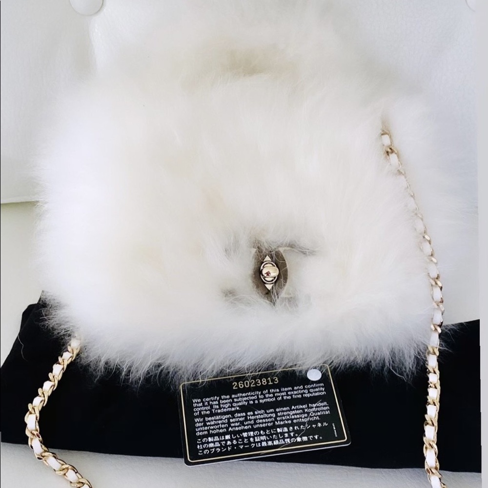 Chanel Rabbit Fur Top Handle Chain Bag